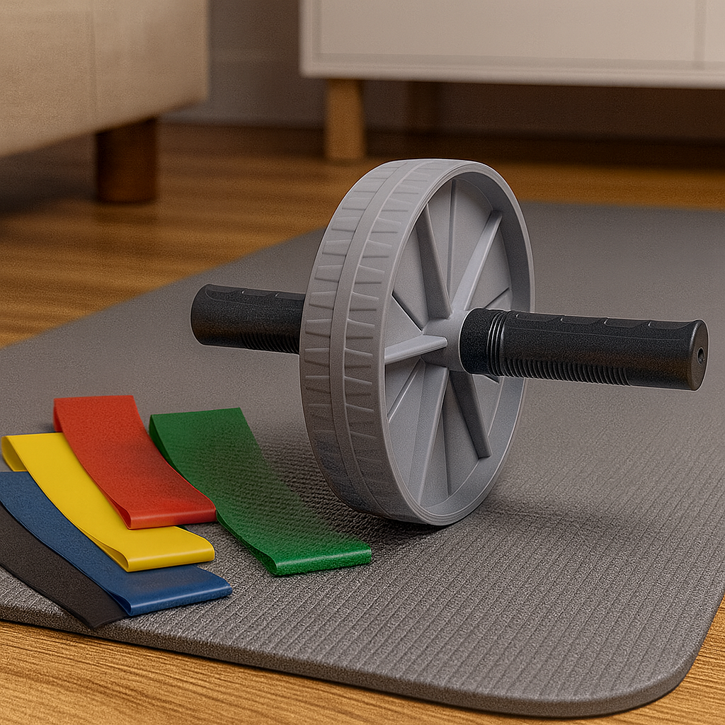 Kółko do ćwiczeń brzucha – widok z przodu z podwójnym uchwytem