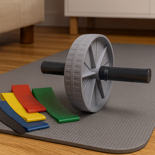 Kółko do ćwiczeń brzucha – widok z przodu z podwójnym uchwytem