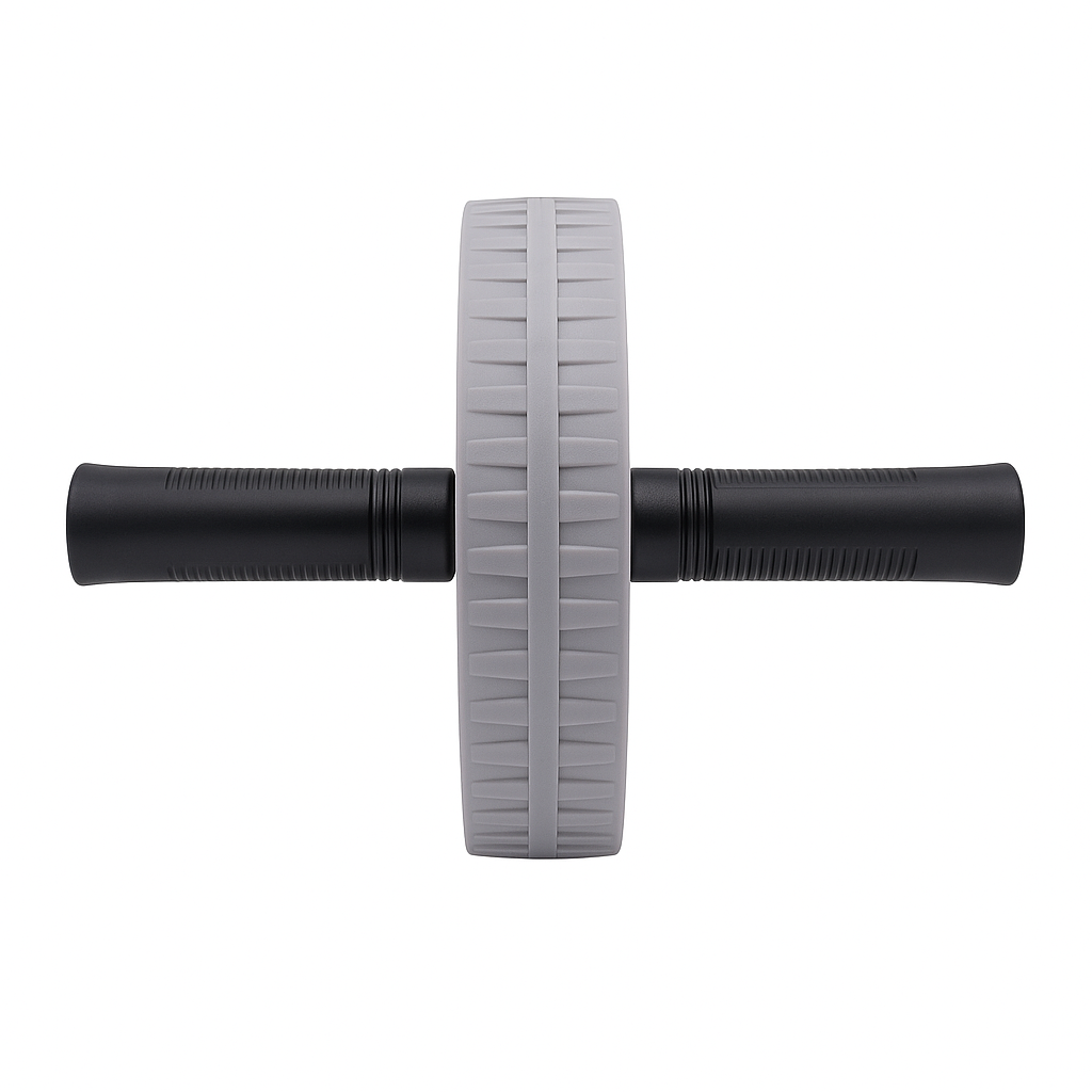 Kółko do ćwiczeń brzucha i zestaw kolorowych gum oporowych na macie