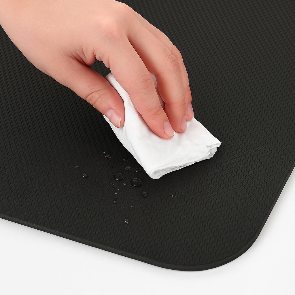 Czarna mata treningowa – łatwe czyszczenie wilgotną ściereczką