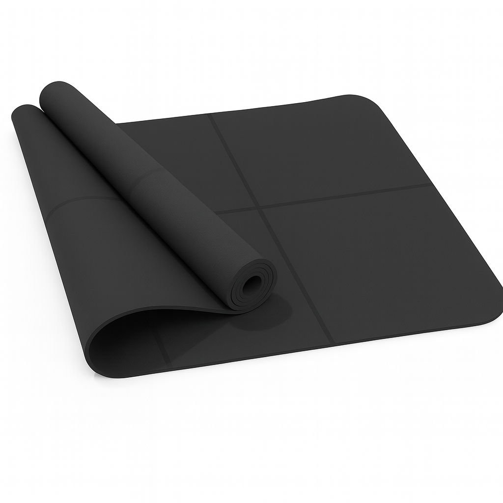 Czarna mata treningowa częściowo rozwinięta – widok z góry