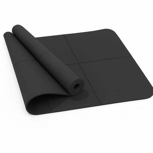 Czarna mata treningowa częściowo rozwinięta – widok z góry